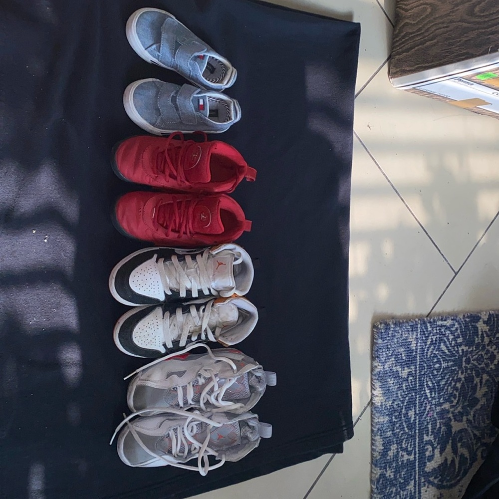 Children tennis shoes Jordan’s and Tommy hillfiger